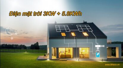 Điện mặt trời mái nhà 3KW với pin tích năng 5.8KWh – giải pháp của LITHACO